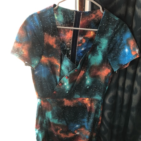 Navy Galaxy Sweetheart Retro Pinup Wiggle Dress - Picture 5 of 5